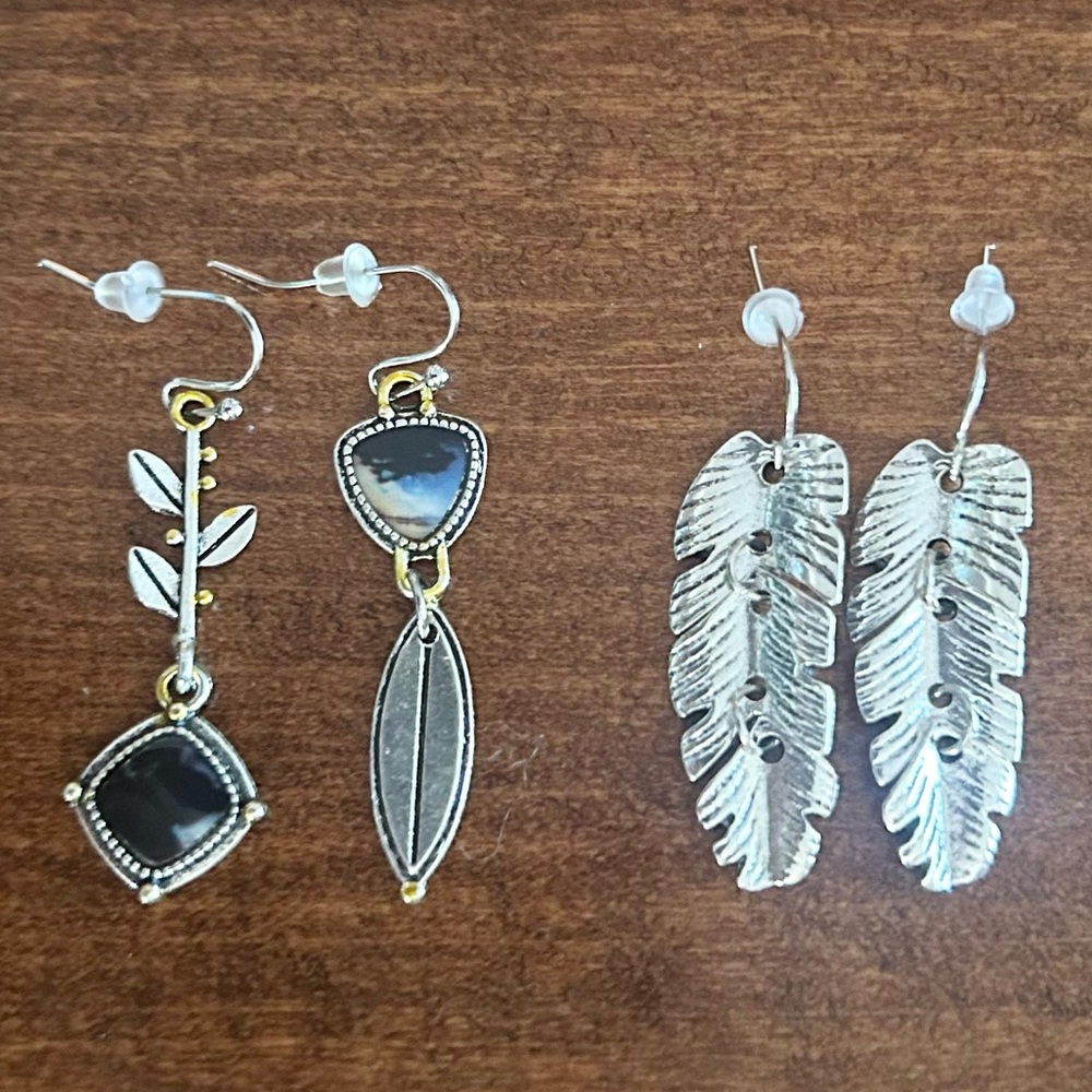 Silver-tone Earrings - 2 Pairs